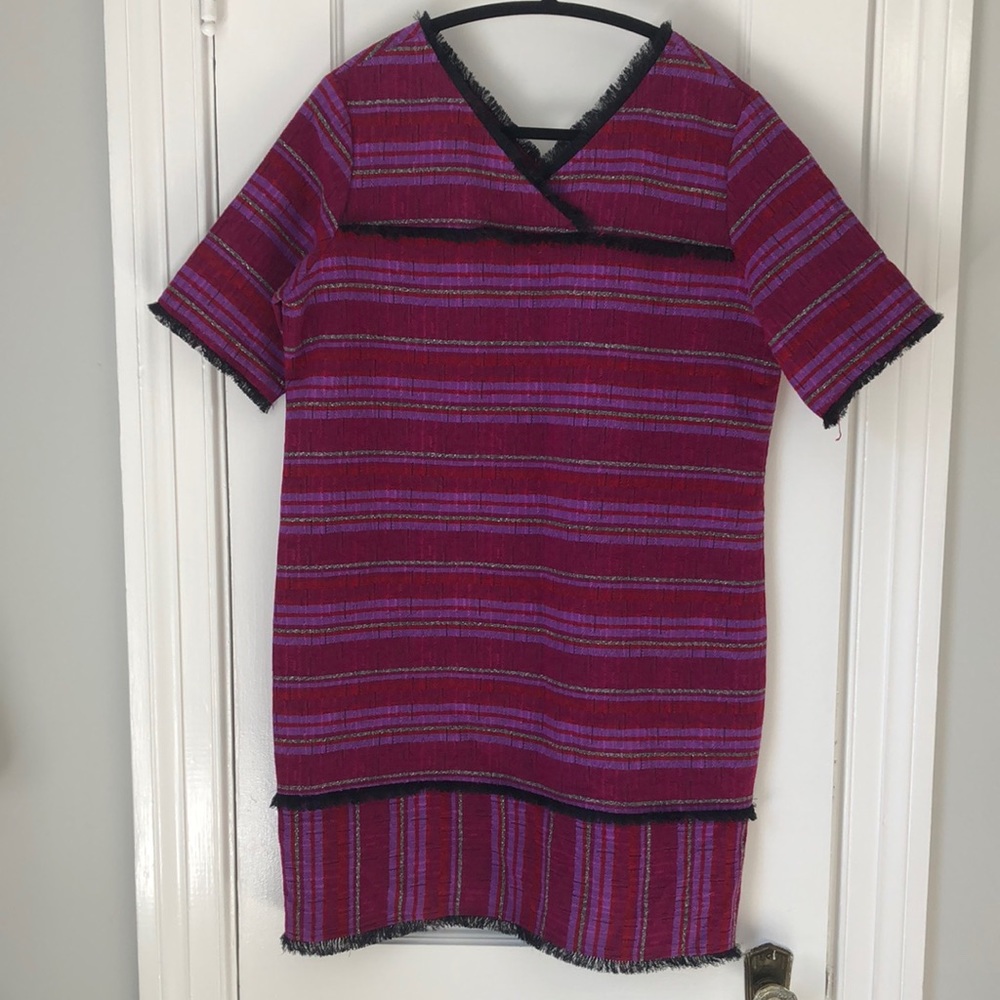 Intropia Anthropologie Dress Fringe + Metallic